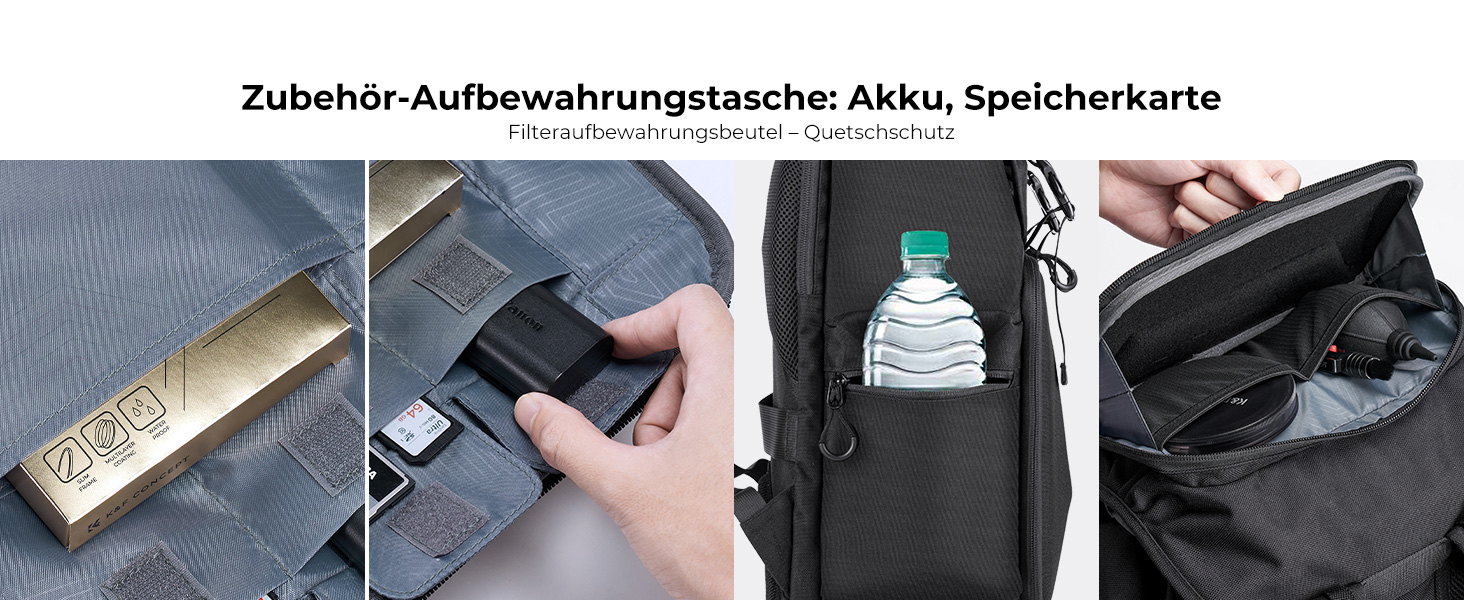 Чорний рюкзак для камери K&F Concept 25L: для фотографів, з відділенням для ноутбука, штатива та об'єктивів, водонепроникний, з дощем.