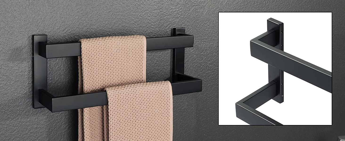 Тримач для рушників SAYAYO: настінний, багаторівневий, для ванної та кухні, 64 см (чорний)