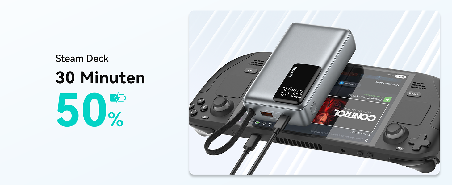Повербанк 20000mAh 65W з швидкою зарядкою USB-C PD 3.0 та QC 4.0, зовнішній акумулятор з LED-дисплеєм для iPhone 17 16 15 14, Samsung Galaxy S25 S24, для подорожей та кемпінгу