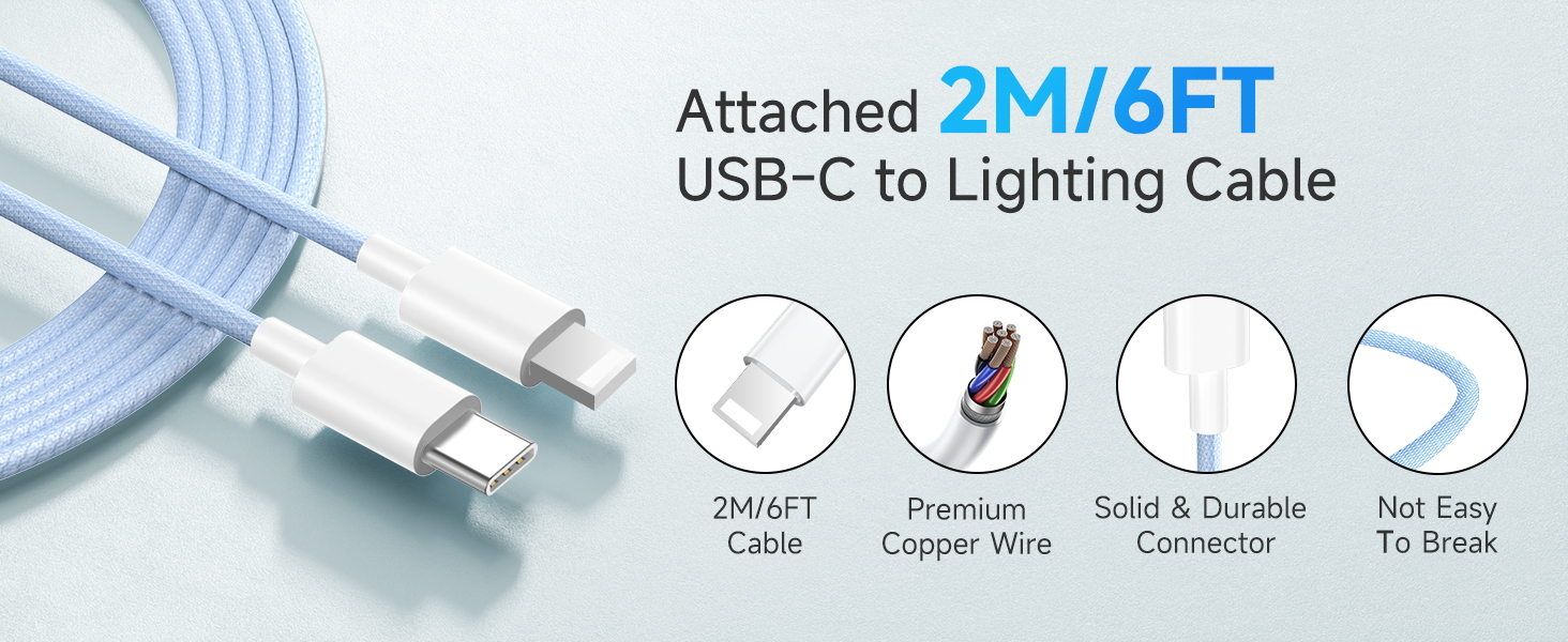 Зарядний пристрій 20W USB-C з кабелем Lightning для iPhone 14/13/12/11/X/SE (2 шт) - Синій