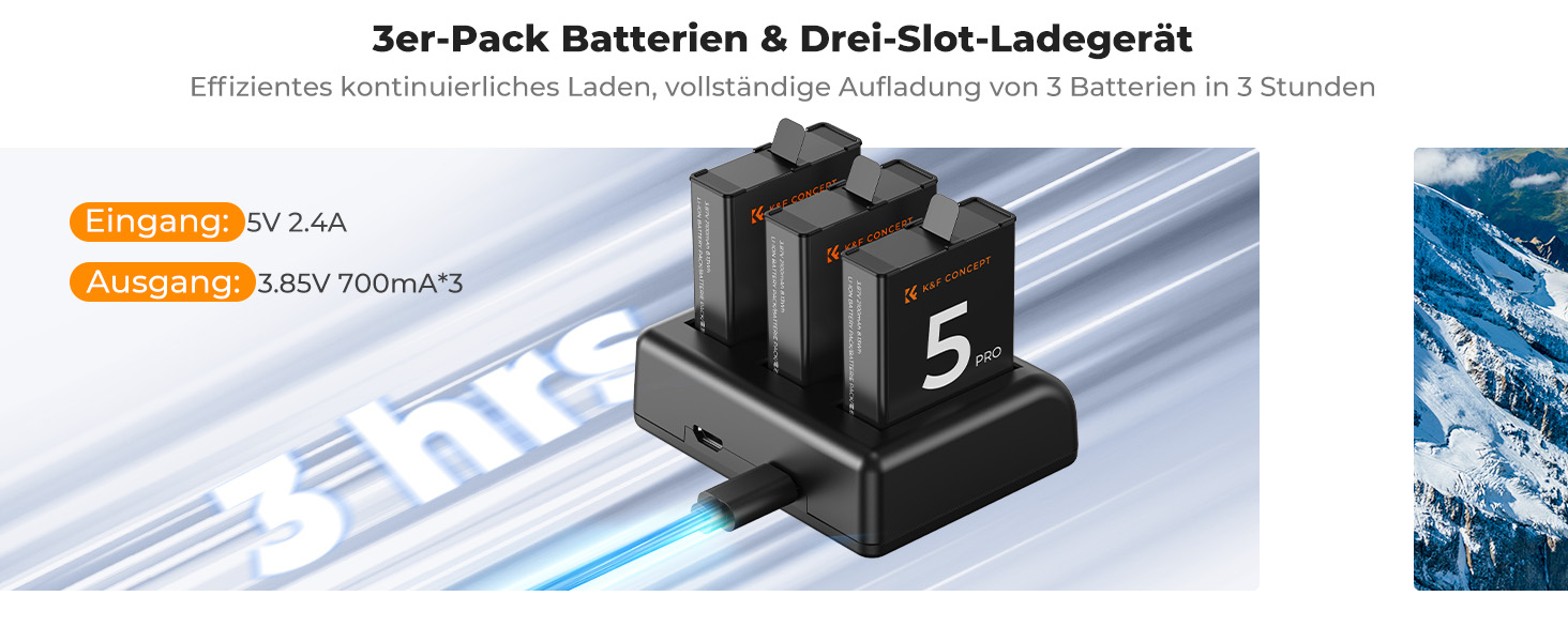 Акумулятор K&F Concept OSMO Action 5 2100mAh + Зарядний пристрій 3-слотовий + Експрес-кейс для карт, сумісний з DJI OSMO Action 5 Pro, Action 4, Action 3 та Osmo 360
