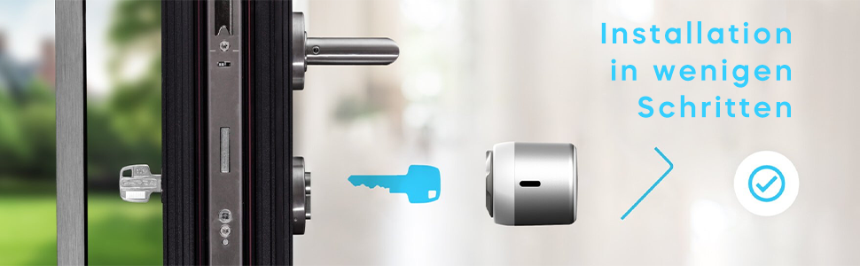 Розумний дверний замок tedee Lock GO, Bluetooth, керування через додаток, без заміни циліндра, для iPhone та Android, Smart Home, чорний, 58x65 мм