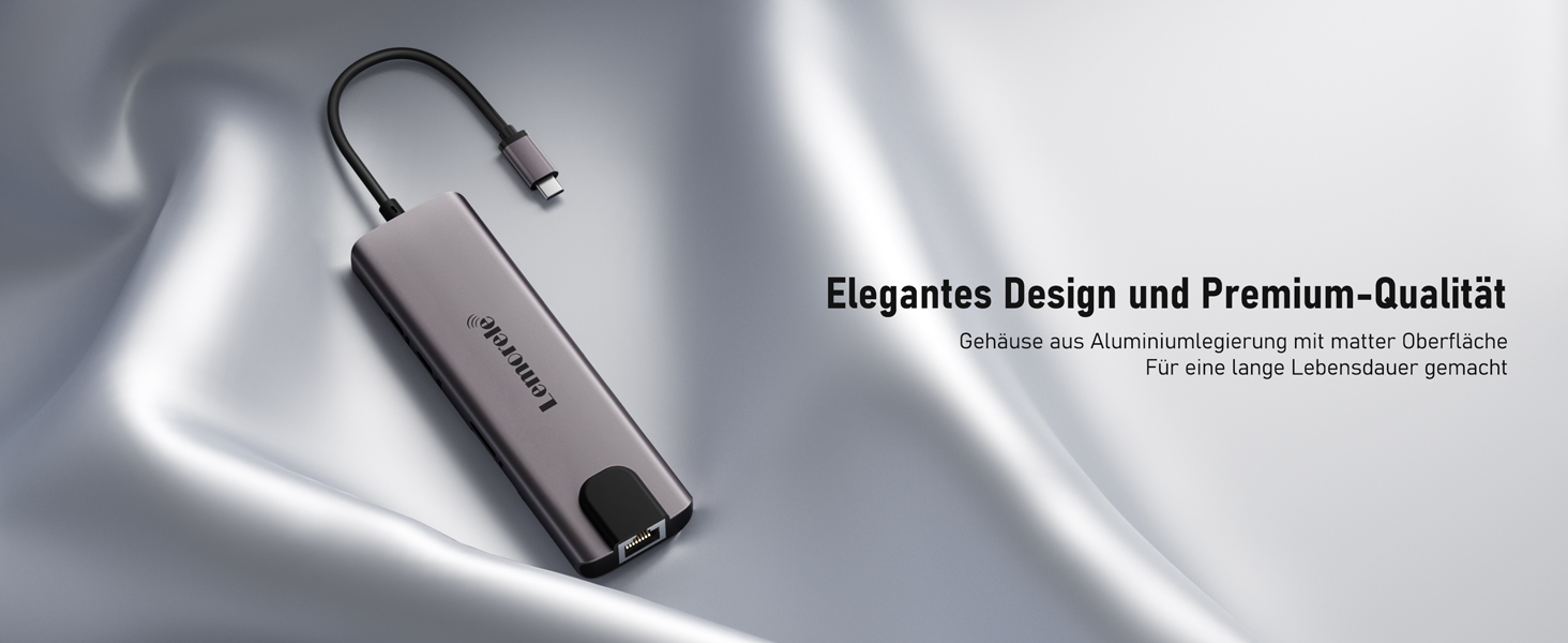 Lemorele Док-станція USB C хаб 9-в-1 з Ethernet: 2xHDMI 4K, 3xUSB 3.0/2.0, VGA, PD 100W, SD/TF, для Windows, MacBook, Dell, HP, Lenovo, Surface