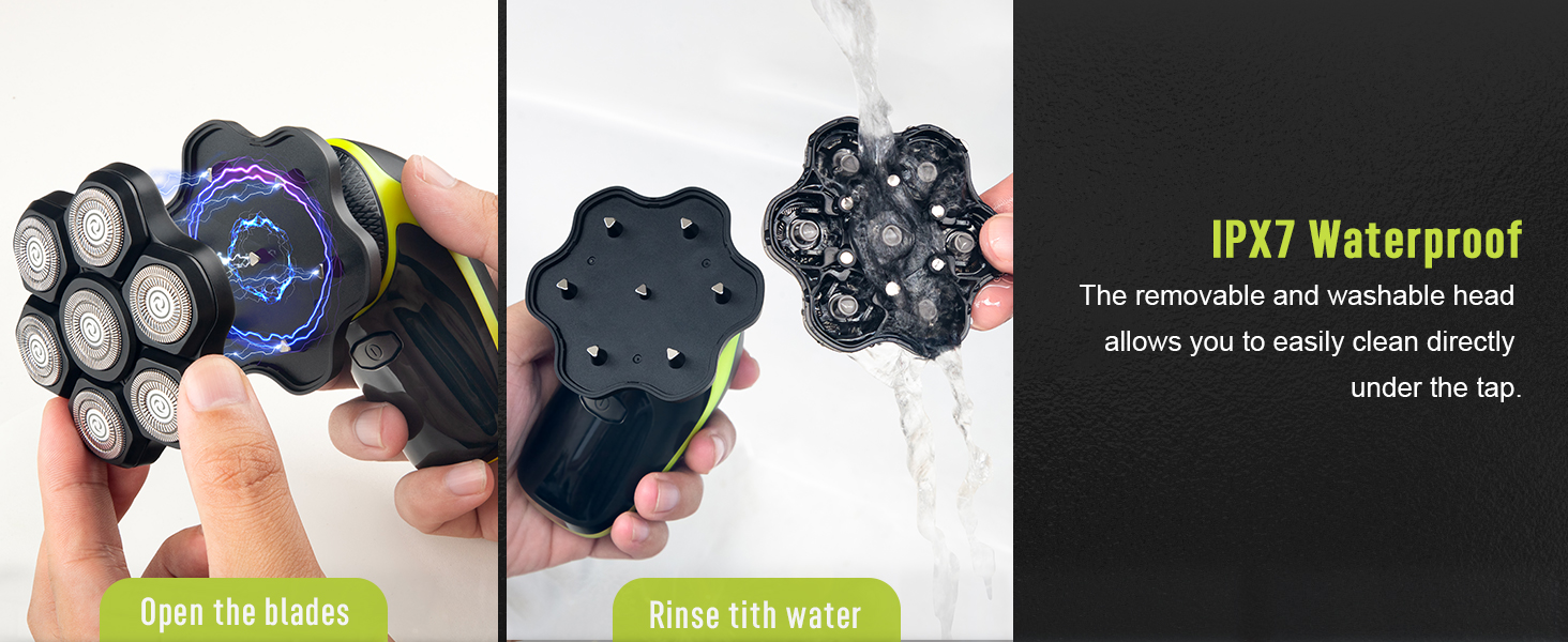 Електричний голєва машина 7D для чоловіків з LED-дисплеєм, IPX7 водонепроникність, USB-C зарядка