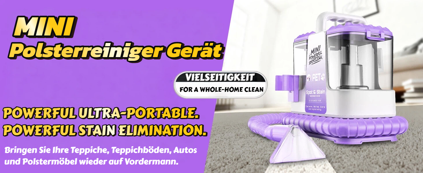 Пилосос для чищення м'яких меблів Polsterreiniger 500W 18КПа з функцією самоочищення, фіолетовий - для килимів, диванів, авто