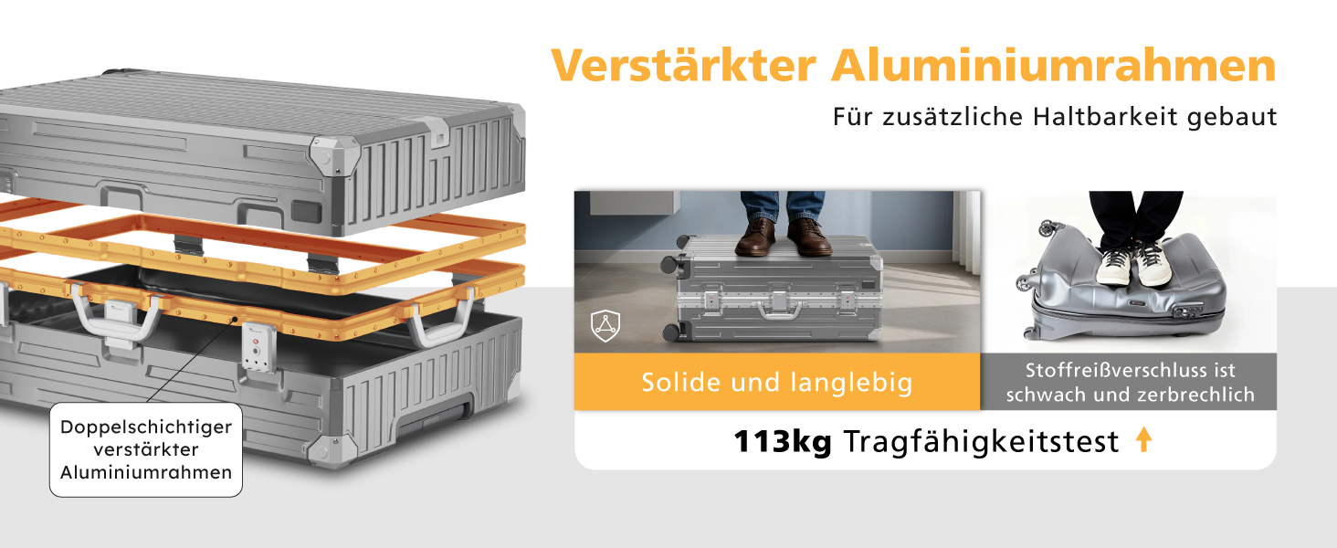 Чемодан ALPHA CAMP XL з алюмінієвим каркасом та полікарбонатною оболонкою, 93л, з TSA замком, 77x36x40 см