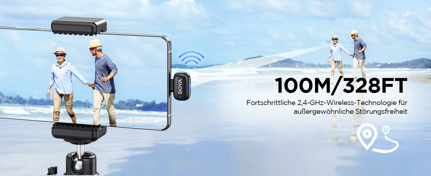 BOYA Mini 2: Бездротовий мікрофон-лавал'єр USB-C для iPhone/Android, 48kHz/24Bit, для Vlogging та TikTok