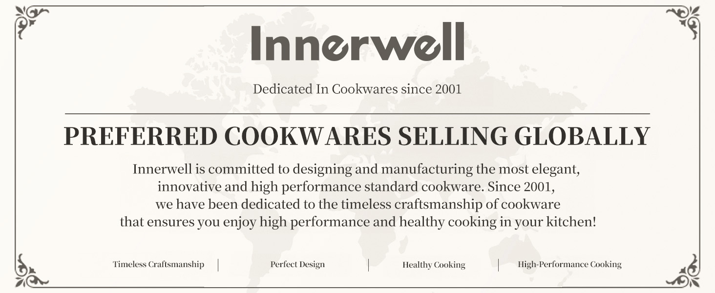 Набір посуду Innerwell: 2 антипригарні сковорідки для індукції, 2 каструлі з кришками, ложка та лопатка, PFOA-вільний, універсальний, білий, 20 см