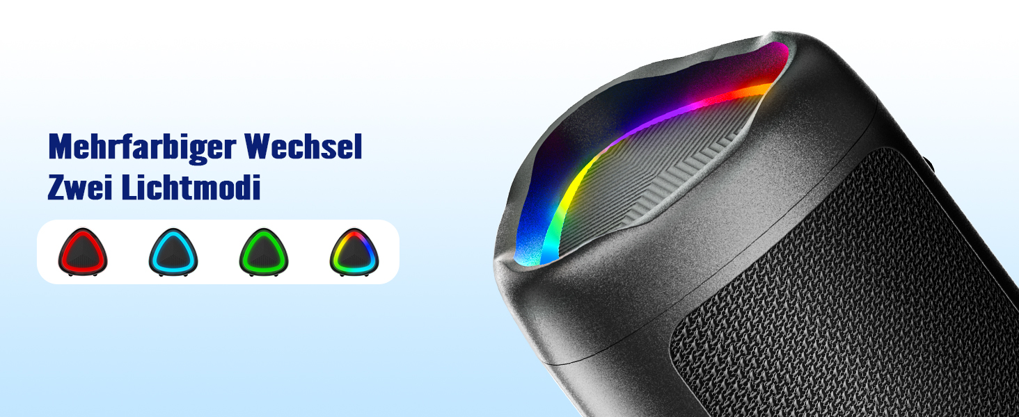 Портативна Bluetooth колонка UOHHBOE 30W з RGB підсвічуванням, TWS Stereo, водонепроникність IPX5, 24 години роботи, 30 метрів, функція гучного зв'язку, трикутна форма