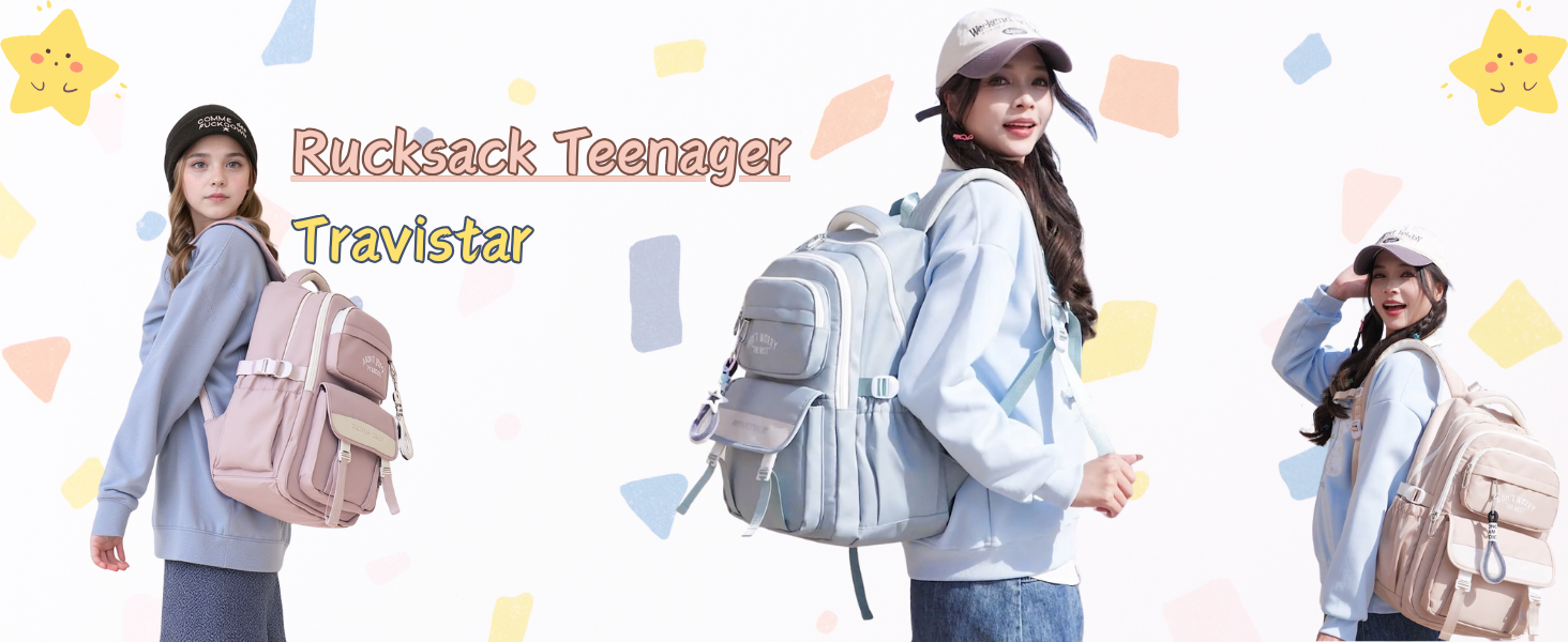Шкільний рюкзак Travistar для підлітків (хлопчиків та дівчаток), чорний, водонепроникний, з багатьма відділеннями та відділенням для ноутбука, нейлон