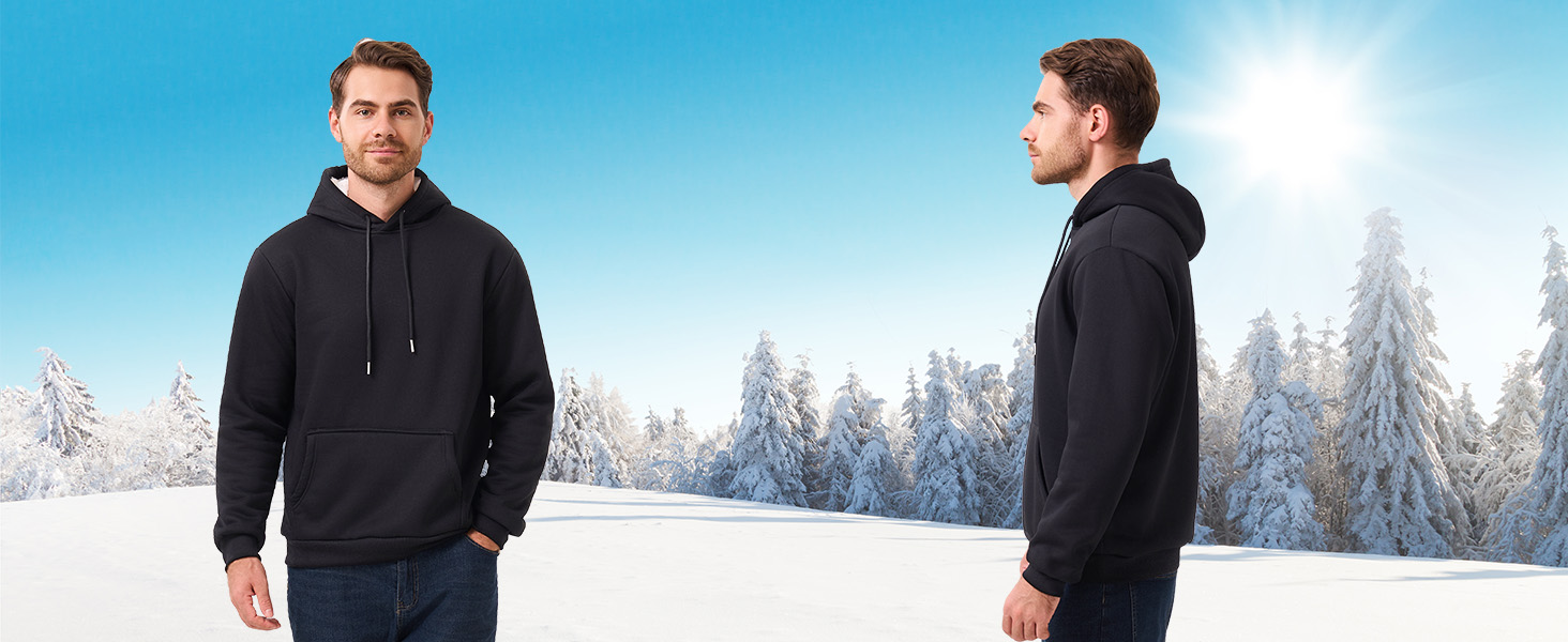 Чоловічий теплий світшот з капюшоном, чорного кольору, розмір S