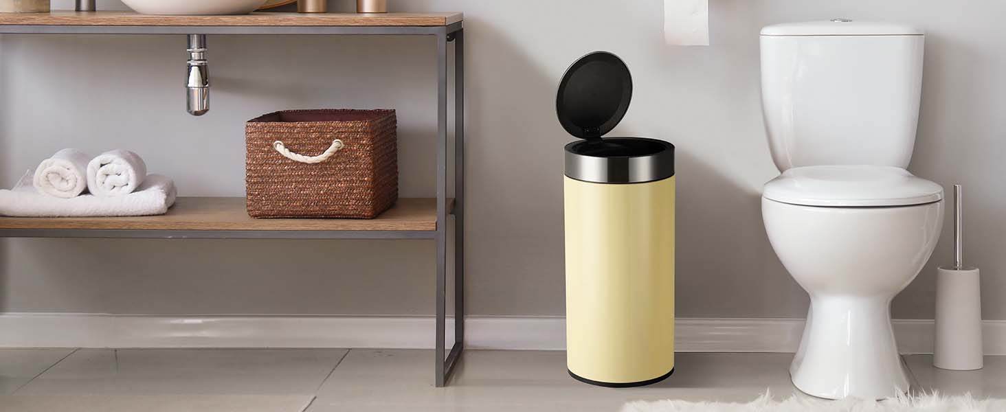 Рибеллі Відро для сміття 30л з нержавіючої сталі, з педальним механізмом, м'яке закриття, сортування сміття, кругле (Мигдальний колір з сенсором)