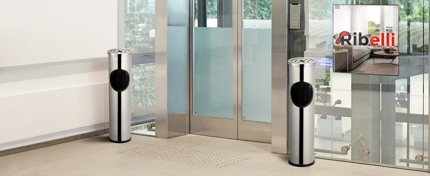 Металевий переносний попільничка Standaschenbecher з кришкою для внутрішнього та зовнішнього використання. Ідеально підходить для входу, виготовлений з нержавіючої сталі.