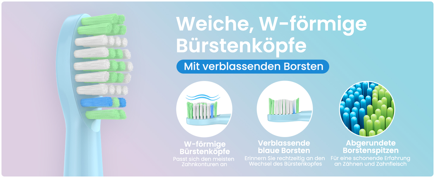 Електрична зубна щітка YUNCHI C2 з 40000 VPM, звукова, для дорослих та дітей, USB-C зарядка, 30 днів роботи, 5 режимів, 8 насадок, рожева/блакитна