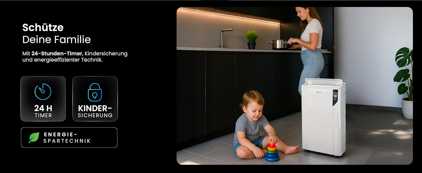 Електричний осушувач повітря ProBreeze 12L - для дому, 20 м², з таймером та датчиком вологості