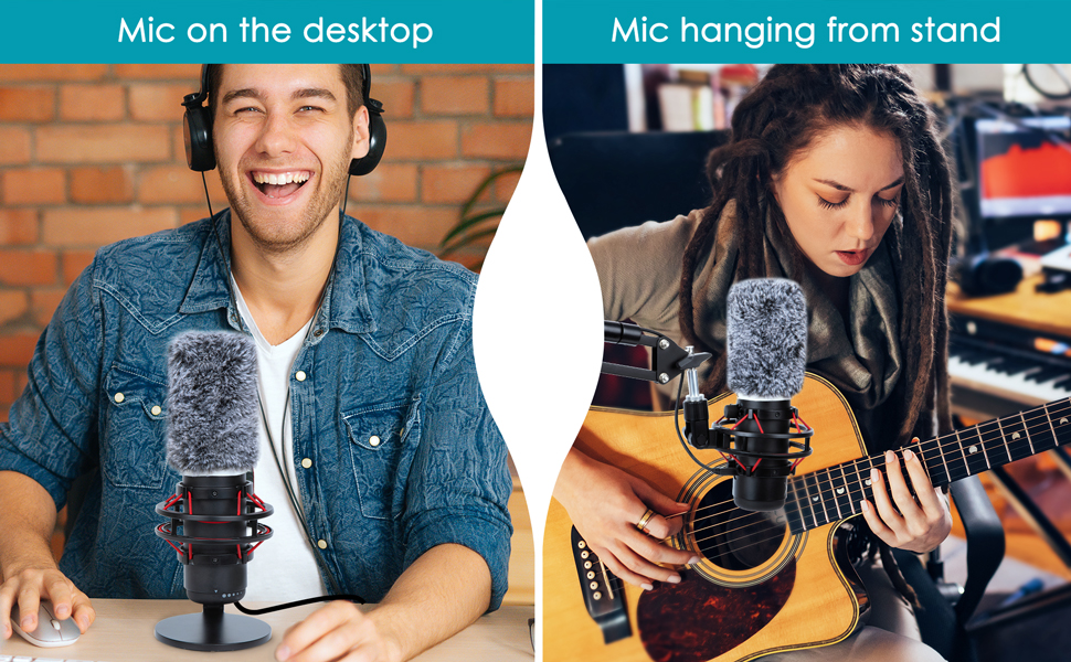 Тримач для мікрофона YOUSHARES з кріпленням для HyperX QuadCast, металевий, з насадкою для кріплення до столу та вітрозахистом, для стін та столів (2 хутряні насадки)