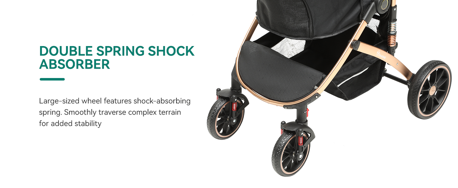 YITAHOME 3-in-1 Dog Stroller & Cat Carrier - Folding Pet Buggy for Dogs up to 20kg - Black