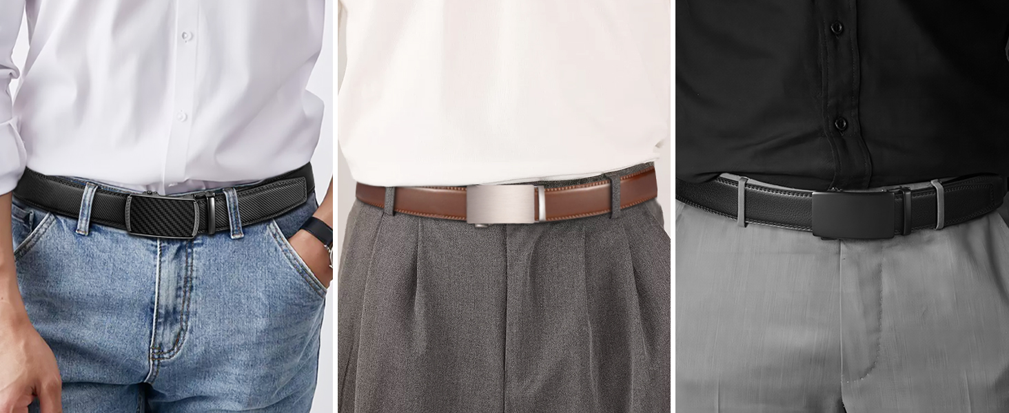 Чоловічий шкіряний ремінь LAKIDAY з автоматичною застібкою, 35 мм, чорний, регульований, 125 см