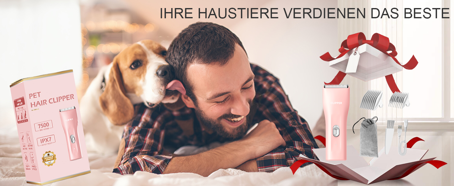 Професійна машинка для стрижки собак з густим хутром, бездротовий набір для грумінгу котів та собак, акумуляторна машинка для стрижки собак, котів, кроликів (Рожева)