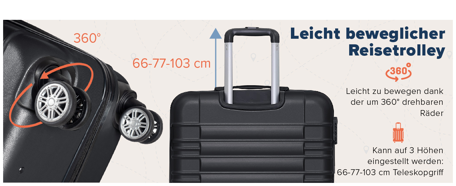 Набір валіз TRVLMORE 3 в 1: велика, середня, маленька, чорний колір. Валізи з жорстким корпусом, для подорожей, ручна поклажа 54x36x20 см.