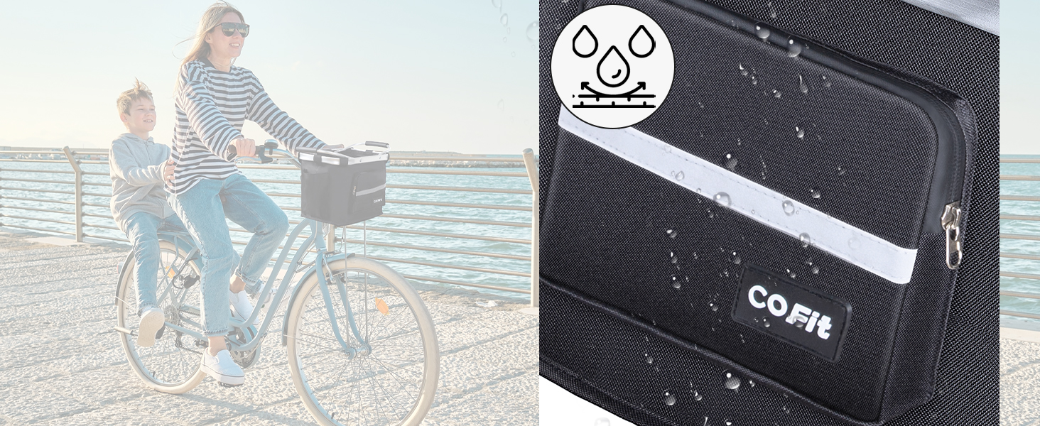 Складаний велосипедний кошик COFIT з бічними кишенями (чорний)