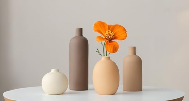Modern Ceramic Vase Set (4-Piece) - Morandi Colors, Minimalist Table Decor, Nordic Style, Boho Scandinavian Vase Set