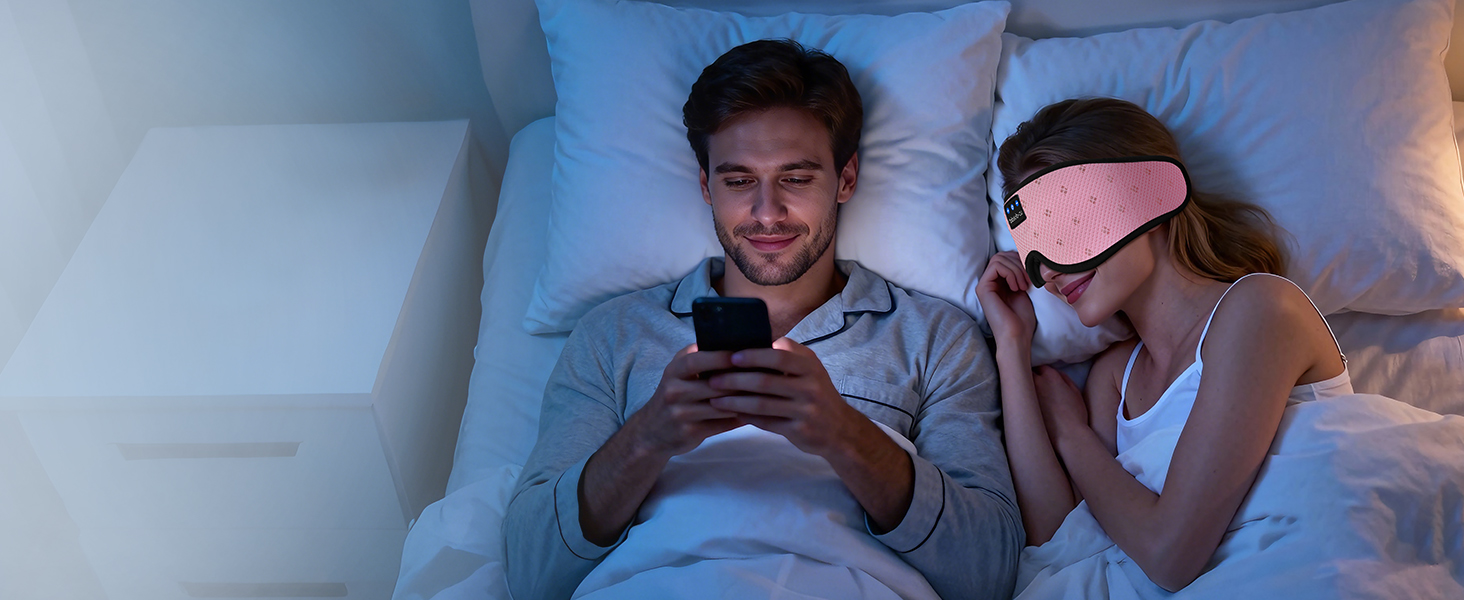 Маска для сну з навушниками Bluetooth 5.4 Dolida, 3D м'яка маска для сну з мікрофоном, рожева - для подорожей, йоги, медитації