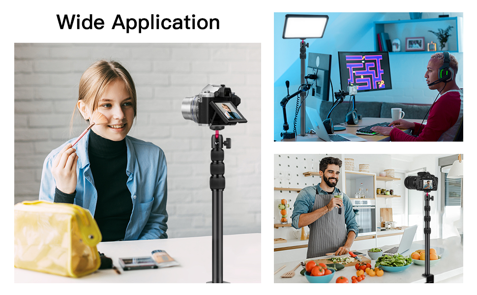 Кріплення для камери Victiv, 37-105 см, стіл, штатив для DSLR Canon, світловий, кріплення-прищіпка з гнучким плечем та 1/4' кульовою головкою для камер, LED-світла, веб-камер, смартфонів (червоний)