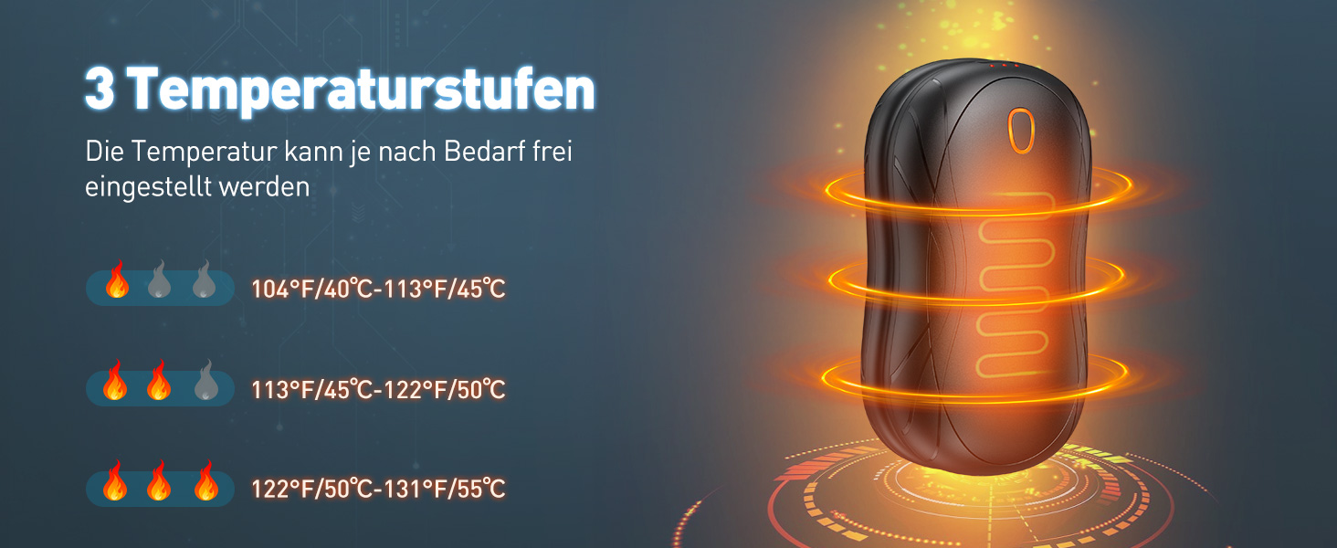 Електричні грілки для рук Cnkeeo, 2 шт. з роздільним магнітним з'єднанням, Powerbank USB, 3 режими нагріву, для активного відпочинку, риболовлі, полювання, чорно-білі (чорний)