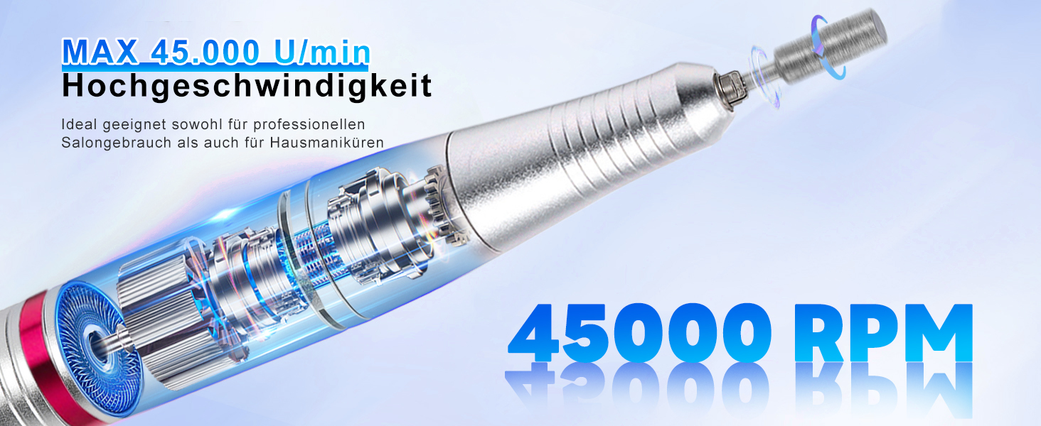 Електричний фрезер для нігтів CozyZen Professional: набір для манікюру та педикюру з LCD-дисплеєм, 45000 об/хв, для акрилу та гелю