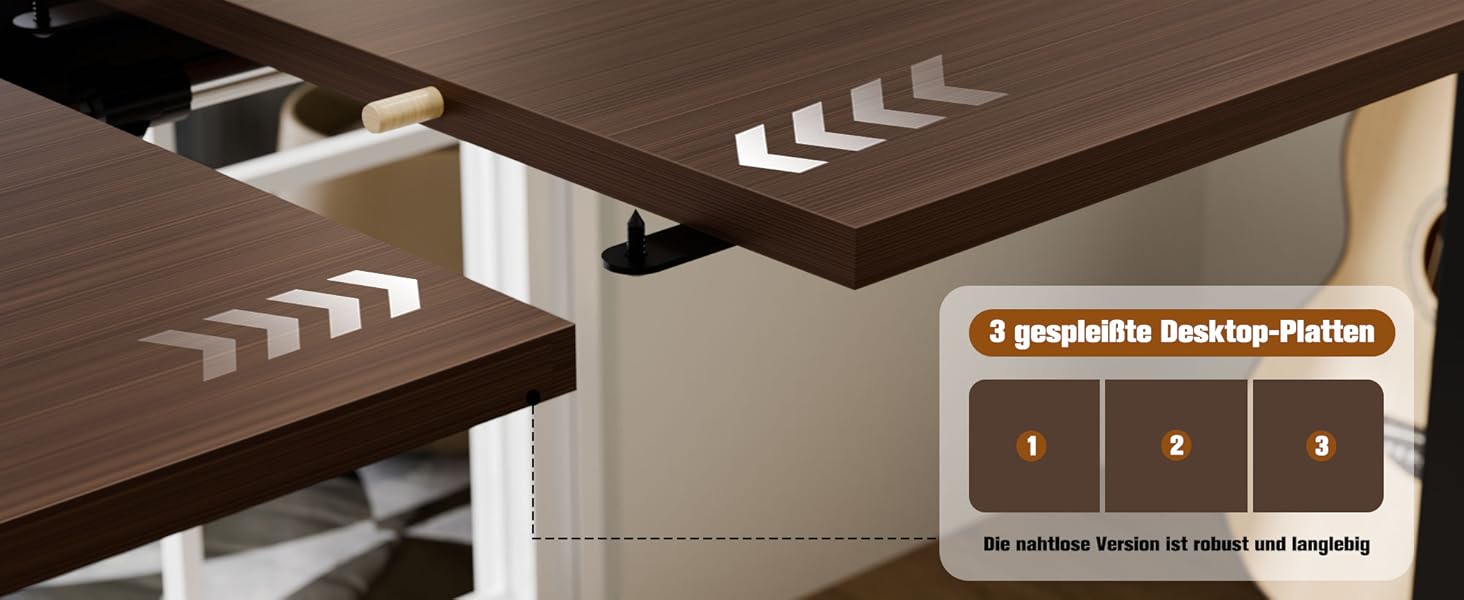 Ergonomaker Electric Height Adjustable Desk 80x60cm - Compact Standing Desk with 2-Section Tabletop, Adjustable Desk for Home Office (White Frame + Walnut Tabletop)