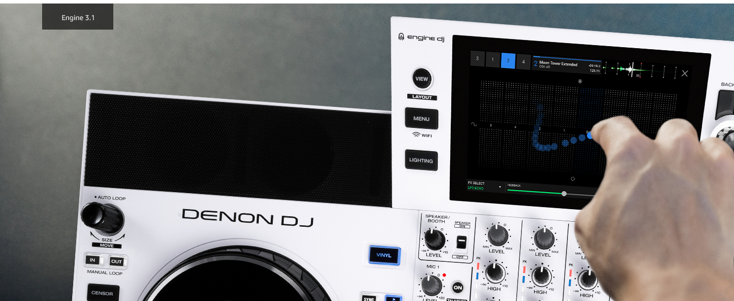 DENON DJ SC LIVE 4 - DJ контролер з розділенням на стеми, Wi-Fi, вбудовані колонки, сумісний з Serato DJ та Virtual DJ