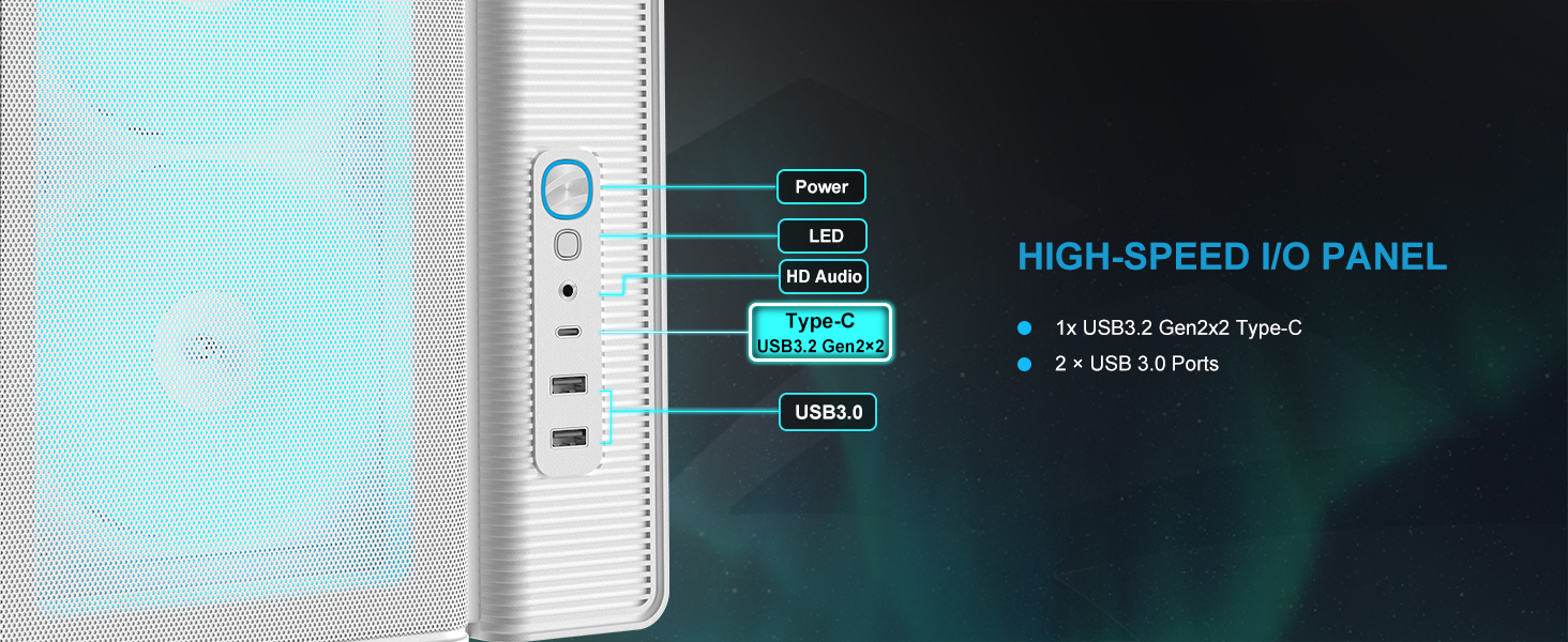 Корпус для ПК SAMA S50 Airflow, 4 ARGB PWM вентилятори, USB Type-C, Mesh панель, Білий