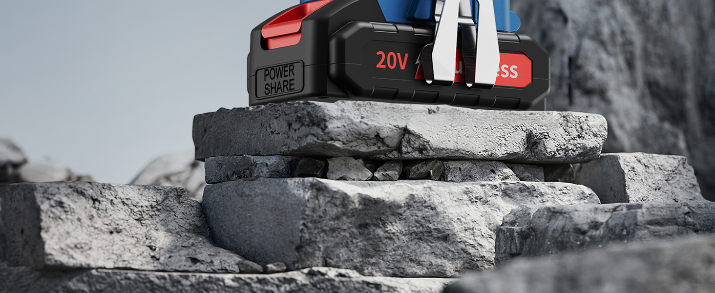 Акумуляторний дриль-шуруповерт 20V Brushless з набором інструментів (2 акумулятори 2.0Ah), 60Nm, 25+1 ступенів, LED-ліхтар, 10 мм патрон, 2 швидкості, для ремонту та DIY, синій