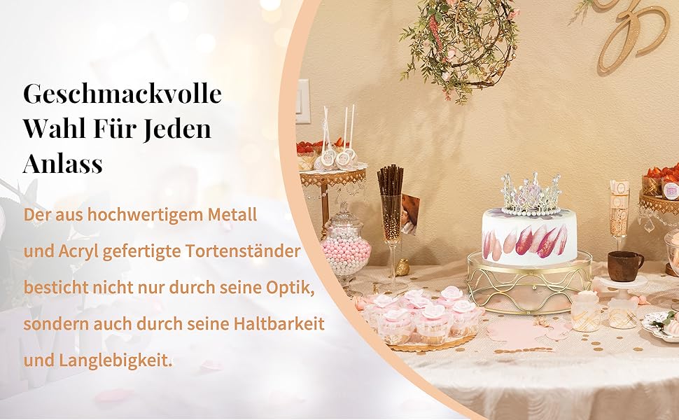 Підставка для торта NUPTIO: кругла, 30 см, з акриловою платформою. Ідеально для весілля, дня народження, дитячого свята, декору.