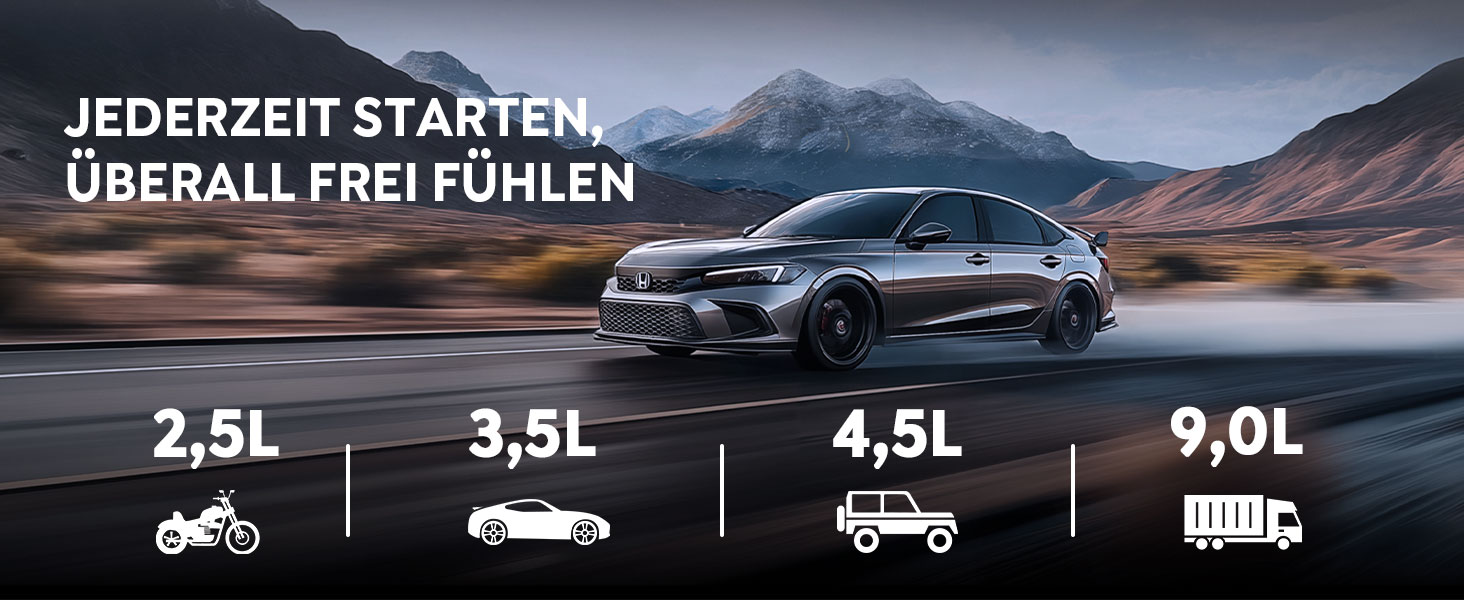 Powerbank Starthilfe TREKURE 4000A для автомобіля: 9.0L бензин/8.5L дизель, LED ліхтарик