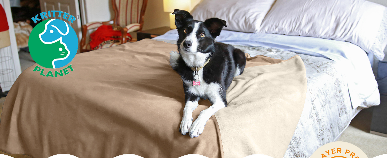 Водонепроникний килимок для собак Kritter Planet, м'який, стійкий до сечі, для дивана, ліжка, авто, меблів, XXL (229 x 203 см), сірий