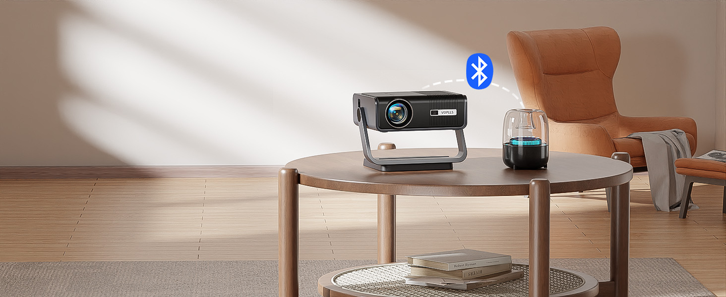 Проектор Mini Beamer 1080P Full HD 600ANSI з автофокусом, корекцією трапеції, WiFi6, Bluetooth, 4K, 50% зум, 360° обертання для дому та мобільного використання