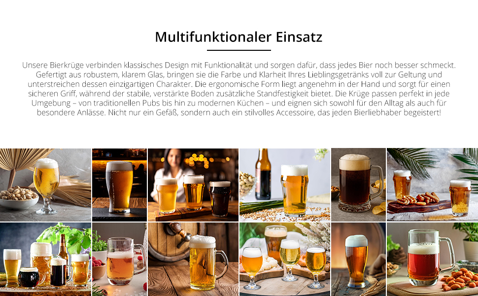 Набір келихів для пива Glasmark KROSNO 1992, 4 шт по 530 мл, для пілснера, стаута та еля, прозоре скло, придатні для посудомийки