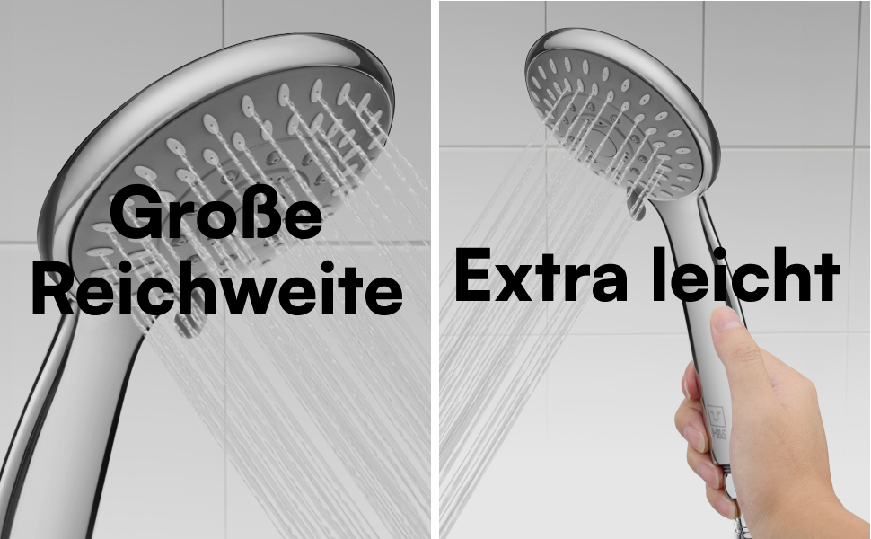 Насадка для душу H&S з високим тиском води - душова лійка з 5 режимами, хром