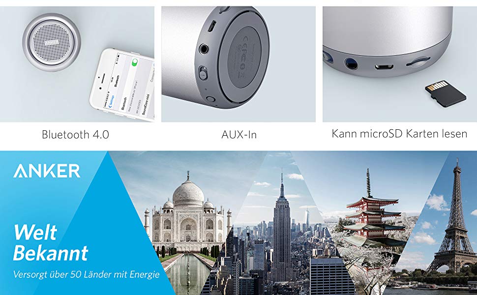 Портативна Bluetooth колонка Anker Soundcore Mini, срібна: 15 годин роботи, FM радіо, потужний бас
