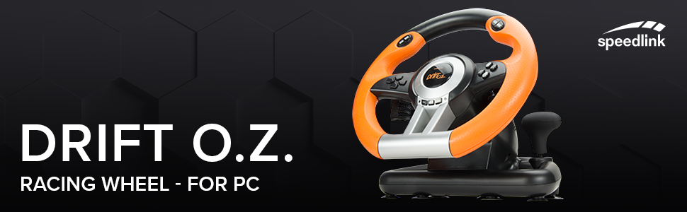 Speedlink DRIFT O.Z. Racing Wheel - Гоночний кермо з педалями та перемиканням передач для ПК, Force Feedback, чорний/оранжевий