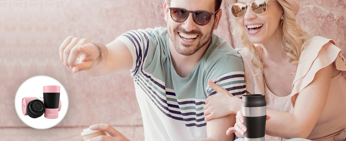 Термокружка для кави To-Go з нержавіючої сталі, 360 мл, рожева | Зберігає тепло 4 години, холод 8 годин | Без BPA, витікання неможливе