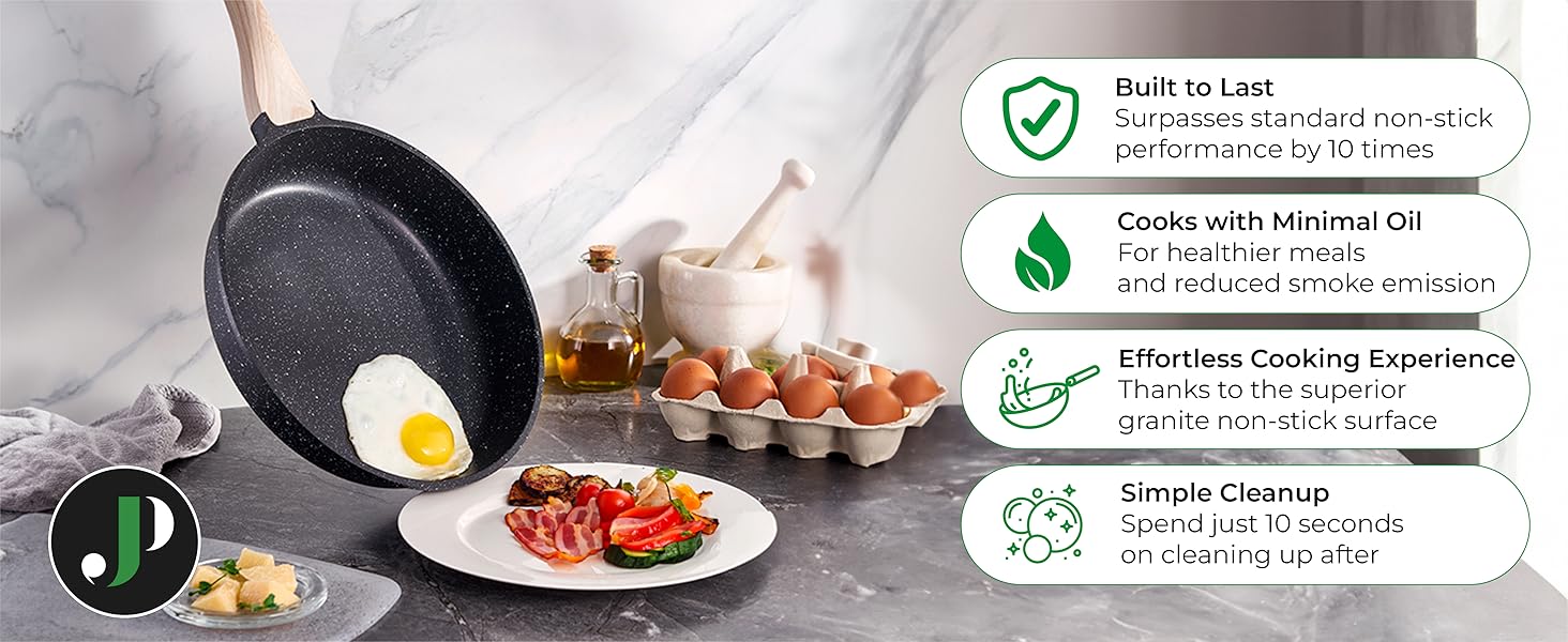 Набір посуду JUST PERFECTO Induktion: каструлі та сковороди з антипригарним покриттям (без PTFE та PFOA) - Чорний