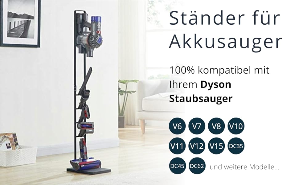 Підставка Wessper для пилососів Dyson – металева підставка-тримач для V6, V7, V8, V10, V11, V12, V15, Gen5, Slim, DC30, DC31, DC34, DC35, DC58, DC59 – аксесуар для зберігання, стабільна та економна