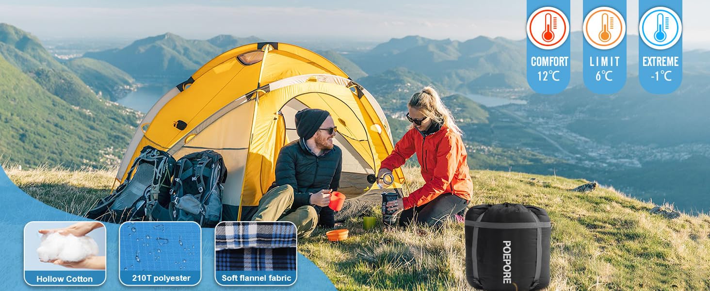 Спальний мішок для двох дорослих з флісу, зимовий, з подушками та сумкою для перенесення, 233*157 см (Блакитний)