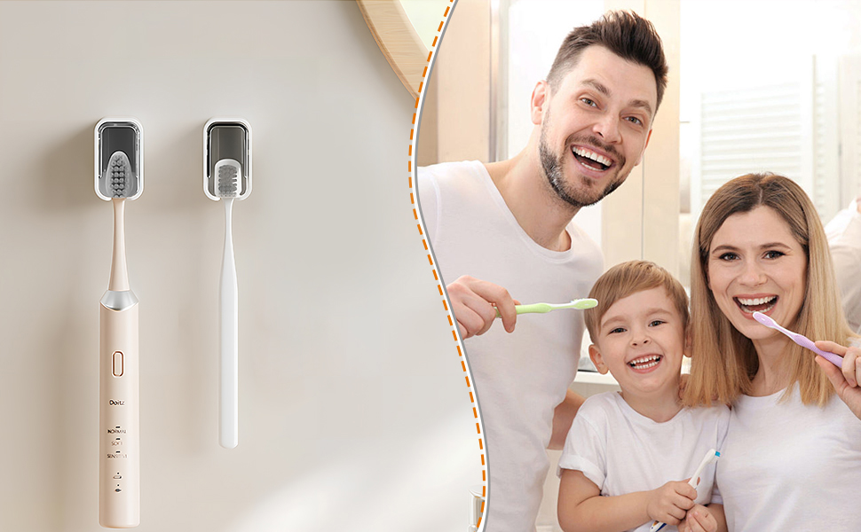 Настінний тримач для зубних щіток, для ванної кімнати, міцний самоклеючий тримач, органайзер для зубних щіток та головок, сірий, 2 шт.