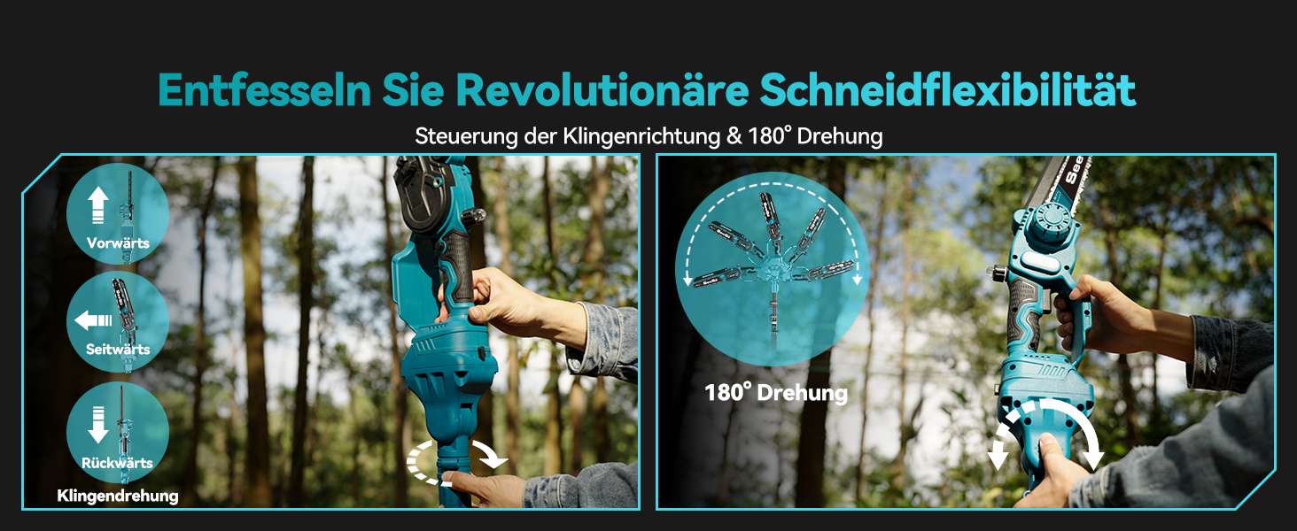 Акумуляторна міні-пила SEESII 8000mAh, 6 дюймів, з автоматичною змащенням та запасним ланцюгом. Ідеальна для стрижки гілок та різання деревини.