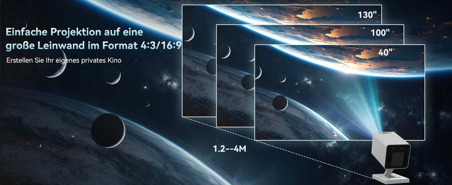 Портативний проєктор Mini Beamer 4K/1080P з Wi-Fi 6 та Bluetooth 5.4, Auto Keystone, 200 дюймів, сумісний з ноутбуками, смартфонами та TV