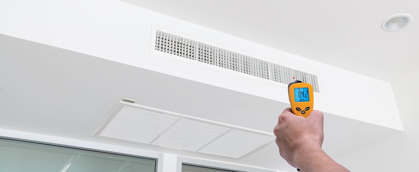 Інфрачервоний термометр Etekcity -50°C до +450°C (лазерний, цифровий) для кухні, піци, гриля, випічки. Не для вимірювання температури тіла. Жовто-чорний